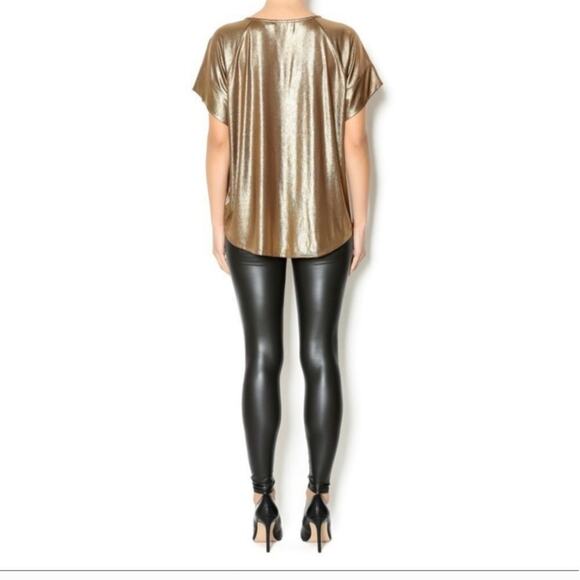 Ellison Gold Bronze Metallic Stretch Short Sleeve Top Size M - Picture 8 of 8